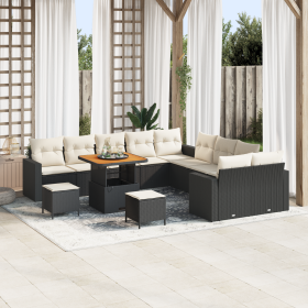 Conjunto de Sofá de Jardín de 13 Piezas con Cojines Negro Poliratán Acacia de , Sofás de exterior - Ref: Foro24-3361670, Prec...