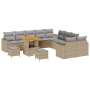 Conjunto de sofá de jardín de 13 piezas con cojines Beige Ratán Poli Acacia de , Sofás de exterior - Ref: Foro24-3361672, Pre...