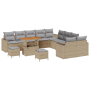 Conjunto de Sofás de Jardín de 13 Piezas con Cojines Beige Rattan Poliéster Acacia de , Sofás de exterior - Ref: Foro24-33616...