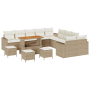 Set de sofá de jardín de 14 piezas con cojines beige de ratán sintético y acacia de , Sofás de exterior - Ref: Foro24-3361681...