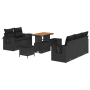 Conjunto de sofá de jardín de 8 piezas con cojines negro de ratán poli y acacia de , Sofás de exterior - Ref: Foro24-3361689,...