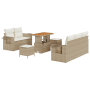 Conjunto de Sofá de Jardín de 8 Piezas con Cojines Beige Poly Ratán Acacia de , Sofás de exterior - Ref: Foro24-3361691, Prec...
