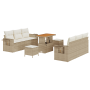 Conjunto de Sofás de Jardín de 9 Piezas con Cojines Beige Poliratán Acacia de , Sofás de exterior - Ref: Foro24-3361701, Prec...