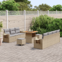 Juego de Sofá de Jardín de 10 Piezas con Cojines Beige Ratán Sintético Acacia de , Sofás de exterior - Ref: Foro24-3361707, P...