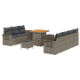 Conjunto de Sofá de Jardín de 10 Piezas con Cojines Gris Poliratán Acacia de , Sofás de exterior - Ref: Foro24-3361708, Preci...