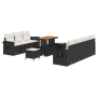 Conjunto de Sofá de Jardín de 10 Piezas con Cojines Poliratán Negro Acacia de , Sofás de exterior - Ref: Foro24-3361710, Prec...