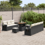 Conjunto de Sofá de Jardín de 10 Piezas con Cojines Poliratán Negro Acacia de , Sofás de exterior - Ref: Foro24-3361710, Prec...