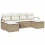 Conjunto de sofá de jardín 6 pcs Beige Poliratán