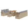 Juego de Sofá de Jardín de 10 Piezas con Cojines Beige Ratán Polivalente Acacia de , Sofás de exterior - Ref: Foro24-3361712,...