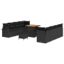 Conjunto de Sofás de Jardín de 11 Piezas con Cojines Ratán Poliéster Negro Acacia de , Sofás de exterior - Ref: Foro24-336171...