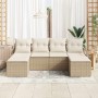 Conjunto de sofá de jardín 6 pcs Beige Poliratán