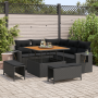 Set de Sofá de Jardín de 8 Piezas con Cojines Negro Ratán Polialídico Acacia de , Sofás de exterior - Ref: Foro24-3361734, Pr...