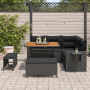 Set de Sofá de Jardín de 8 Piezas con Cojines Negro Ratán Polialídico Acacia de , Sofás de exterior - Ref: Foro24-3361734, Pr...