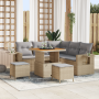 Juego de sofá de jardín  de 8 piezas con cojines beige mimbre y acacia | Foro24.es | Tu tienda online para hogar, jardín y más Foro24.es