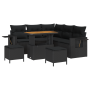 Set de Sofás de Jardín de 8 Piezas con Cojines de Ratán Poliéster Negro Acacia de , Sofás de exterior - Ref: Foro24-3361744, ...