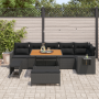 Conjunto de Sofás de Jardín de 9 Piezas con Cojines Ratán Poliéster Negro Acacia de , Sofás de exterior - Ref: Foro24-3361754...