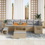 Conjunto de Sofás de Jardín de 9 Piezas con Cojines Beige de Ratán Poliéster Acacia de , Sofás de exterior - Ref: Foro24-3361...