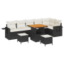 Juego de Sofá de Jardín Set de 3 Negro, Crema Blanca Ratán, Tela | Foro24.es | Tu tienda online para hogar, jardín y más Foro24.es