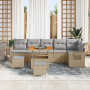 Juego de Sofá de Jardín de 9 Piezas con Cojines Beige Ratán Poliéster Acacia de , Sofás de exterior - Ref: Foro24-3361767, Pr...
