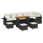 Conjunto de Sofás de Jardín de 10 Piezas con Cojines Negro Poliratán Acacia de , Sofás de exterior - Ref: Foro24-3361770, Pre...
