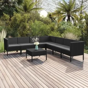 8-teiliges Gartenmöbel-Set und schwarze synthetische Rattankissen von vidaXL, Gartensets - Ref: Foro24-3094457, Preis: 686,89...
