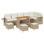 Conjunto de Sofá de Jardín de 10 Piezas con Cojines Beige Rátan Sintético Acacia de , Sofás de exterior - Ref: Foro24-3361771...