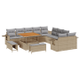 Conjunto de Sofás de Jardín de 13 Piezas con Cojines Beige Poliratán Acacia | Foro24.es | Tu tienda online para hogar, jardín y más Foro24.es