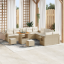 Conjunto de Sofá de Jardín  de 13 Piezas con Cojines Beige de Ratán Poliéster | Foro24.es | Tu tienda online para hogar, jardín y más Foro24.es