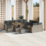Juego de Sofá de Jardín  de 13 Piezas con Cojines Gris Poliratán Acacia | Foro24.es | Tu tienda online para hogar, jardín y más Foro24.es