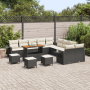 Conjunto de Sofá de Jardín de 14 Piezas  con Cojines de Poliratán Negro y Acacia | Foro24.es | Tu tienda online para hogar, jardín y más Foro24.es