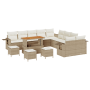 Juego de Sofá de Jardín de 14 Piezas con Cojines de Poliratán Beige Acacia | Foro24.es | Tu tienda online para hogar, jardín y más Foro24.es