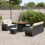 Juego de Sofá de Jardín de 8 Piezas con Cojines Negro Poliratán Acacia | Foro24.es | Tu tienda online para hogar, jardín y más Foro24.es