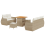Conjunto de Sofá de Jardín de 8 Piezas con Cojines Beige de Ratán Sintético Acacia | Foro24.es | Tu tienda online para hogar, jardín y más Foro24.es