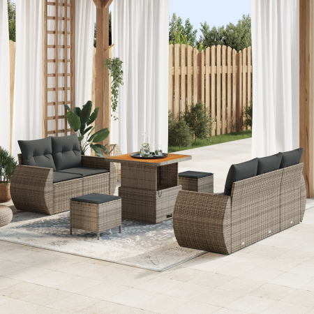 Conjunto de Sofá de Jardín  de 8 Piezas con Cojines en Ratán Gris | Foro24.es | Tu tienda online para hogar, jardín y más Foro24.es