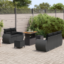 Conjunto de Sofás de Jardín de 8 Piezas con Cojines Negro Ratán Sintético Acacia de , Sofás de exterior - Ref: Foro24-3361819...