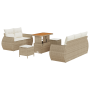 Juego de Sofá de Jardín de 8 Piezas con Cojines Beige Ratán Poliéster Acacia | Foro24.es | Tu tienda online para hogar, jardín y más Foro24.es