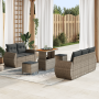 Set de Sofá de Jardín de 8 Piezas con Cojines Gris Ratán Poli Acacia | Foro24.es | Tu tienda online para hogar, jardín y más Foro24.es