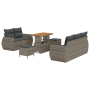 Set de Sofá de Jardín de 8 Piezas con Cojines Gris Ratán Poli Acacia | Foro24.es | Tu tienda online para hogar, jardín y más Foro24.es