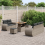 Set de Sofá de Jardín de 8 Piezas con Cojines Gris Ratán Poli Acacia | Foro24.es | Tu tienda online para hogar, jardín y más Foro24.es