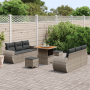 Juego de Sofás de Jardín de 9 Piezas con Cojines Gris Ratán Sintético Acacia de , Sofás de exterior - Ref: Foro24-3361828, Pr...