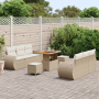 Set de Sofá de Jardín de 9 Piezas con Cojines Beige Poliéster Acacia de , Sofás de exterior - Ref: Foro24-3361831, Precio: 65...