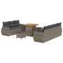 Set de sofá de jardín de 10 piezas con cojines - Polirratán gris y acacia de , Sofás de exterior - Ref: Foro24-3361838, Preci...