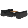 Conjunto de Sofá de Jardín de 11 Piezas con Cojines Negro Poli Ratán Acacia de , Sofás de exterior - Ref: Foro24-3361854, Pre...