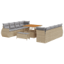 Set de Sofá de Jardín de 11 Piezas con Cojines Beige Poliratán Acacia de , Sofás de exterior - Ref: Foro24-3361857, Precio: 8...