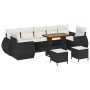 Conjunto de Sofá de Jardín de 10 Piezas con Cojines de Poliratán Negro y Acacia de , Sofás de exterior - Ref: Foro24-3361860,...
