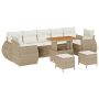 Conjunto de Sofá de Jardín de 10 Piezas con Cojines Beige Ratán Poliéster Acacia de , Sofás de exterior - Ref: Foro24-3361861...