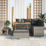 Sofá de Jardín VidaXL de 8 Piezas con Cojines Gris de Ratán Polimérico Acacia de , Sofás de exterior - Ref: Foro24-3361868, P...