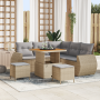 Juego de Sofá de Jardín  de 8 piezas con Cojines Beige Ratán Poliéster Acacia | Foro24.es | Tu tienda online para hogar, jardín y más Foro24.es