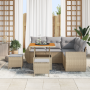 Juego de Sofá de Jardín  de 8 piezas con Cojines Beige Ratán Poliéster Acacia | Foro24.es | Tu tienda online para hogar, jardín y más Foro24.es