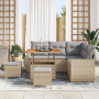 Set de Sofás de Jardín de 8 Piezas con Cojines Beige Poliratán Acacia de , Sofás de exterior - Ref: Foro24-3361877, Precio: 5...